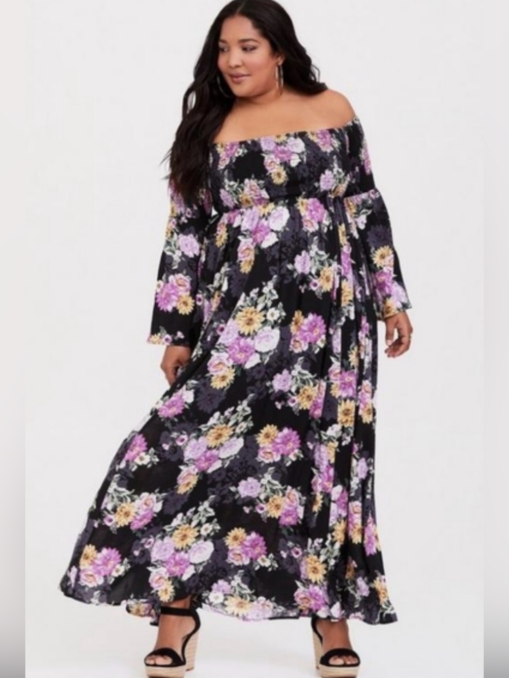 TORRID Black Floral Challis Maxi dress